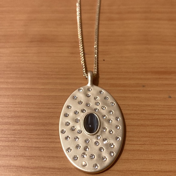 Lucky Brand Pave Set Stone Disc Pendant Necklace - Picture 5 of 10